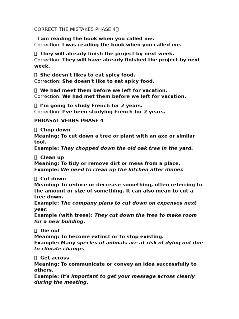 Correct The Mistakes Phase 4 | PDF