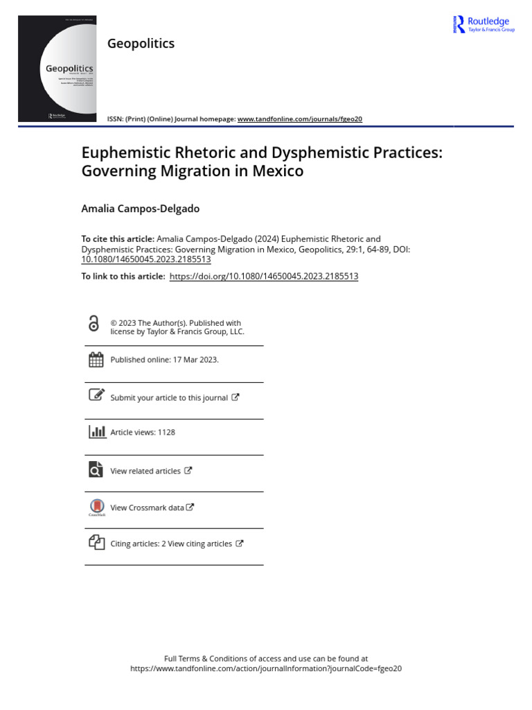 Euphemistic Rhetoric and Dysphemistic Practices Governing Migration in ...