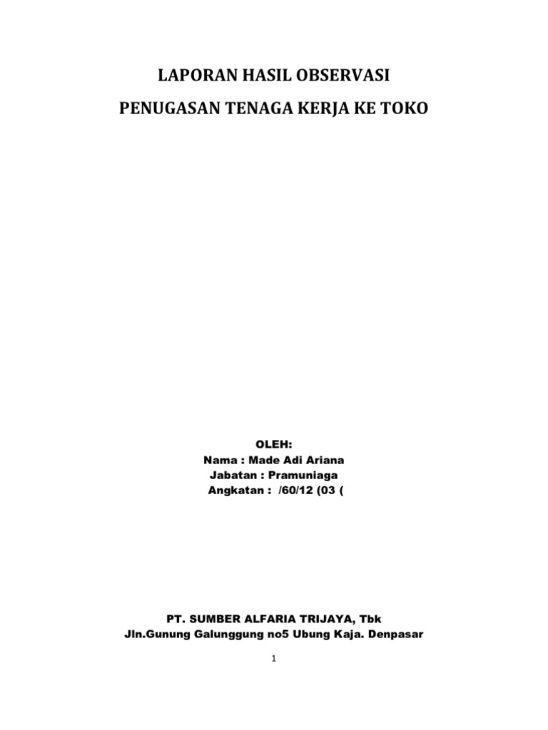 Contoh Makalah Observasi Toko Alfamart
