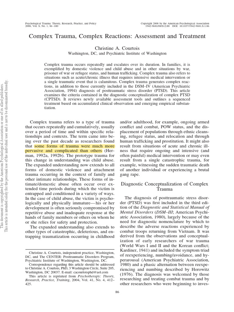 Understanding Complex Trauma and CPTSD | PDF | Complex Post Traumatic ...