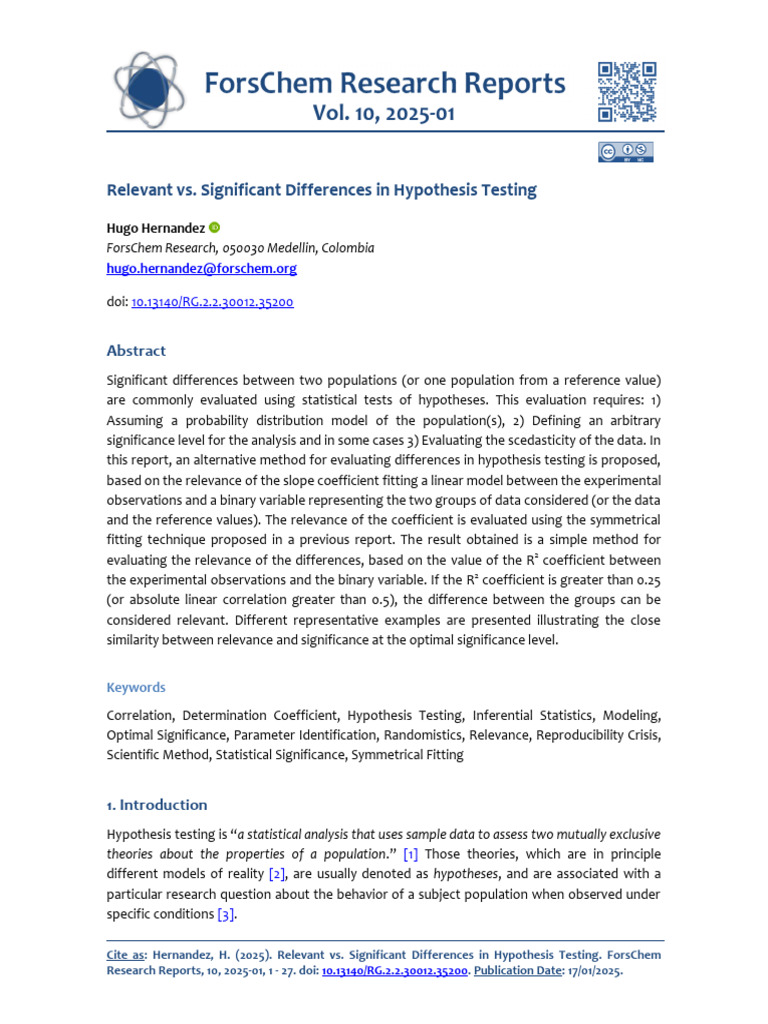 Relevant vs. Significant Differences in Hypothesis Testing | PDF ...