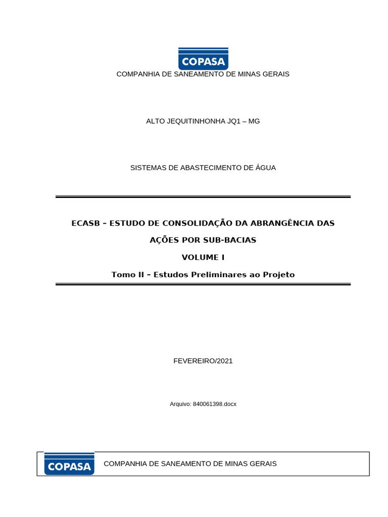 Aa RT 01 Mem MDJ01 MD 001 0 Tec 2021 | PDF | Bacia hidrográfica | Água ...