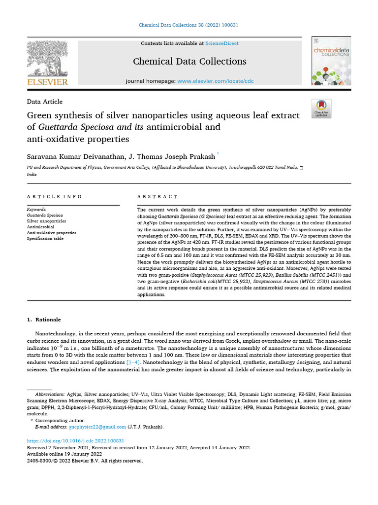 Green synthesis of silver nanoparticles using aqueous leaf extract of ...