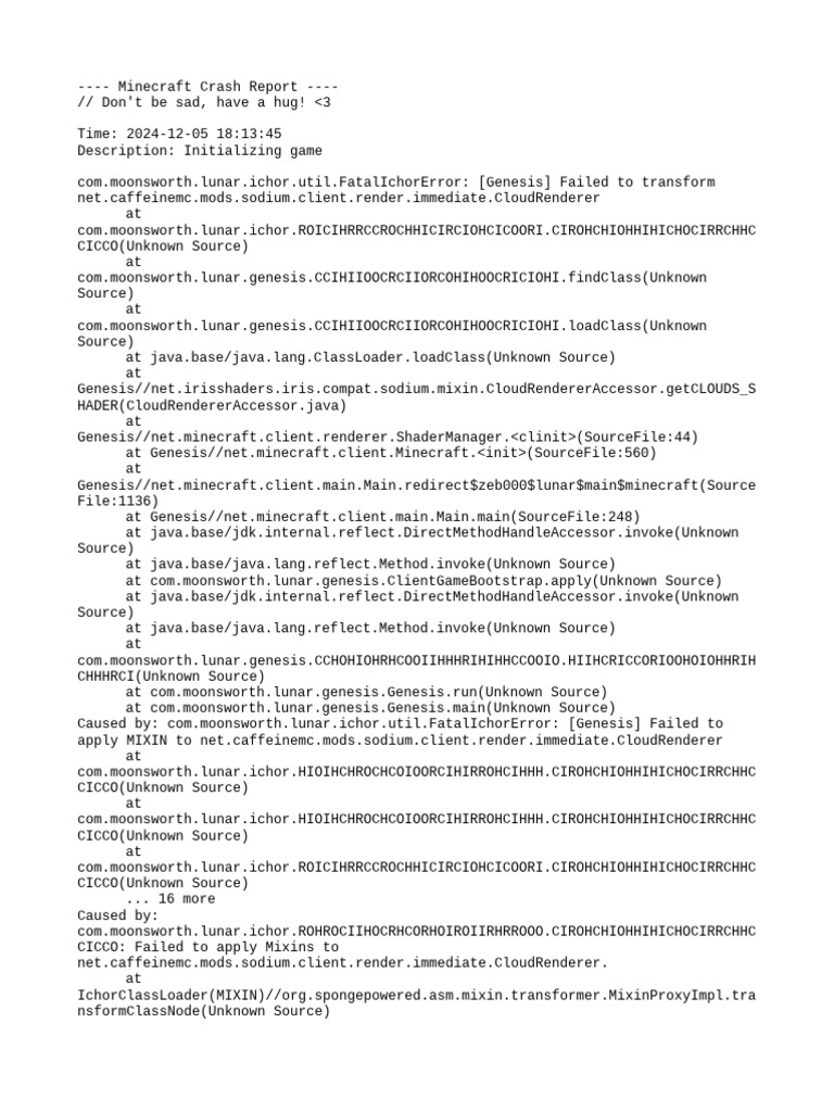 Minecraft Fatal Error: CloudRenderer Mixins | PDF | Microsoft Windows ...