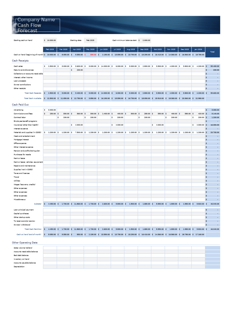 Small Business Cash Flow Forecast 1 | PDF | Expense | Interest