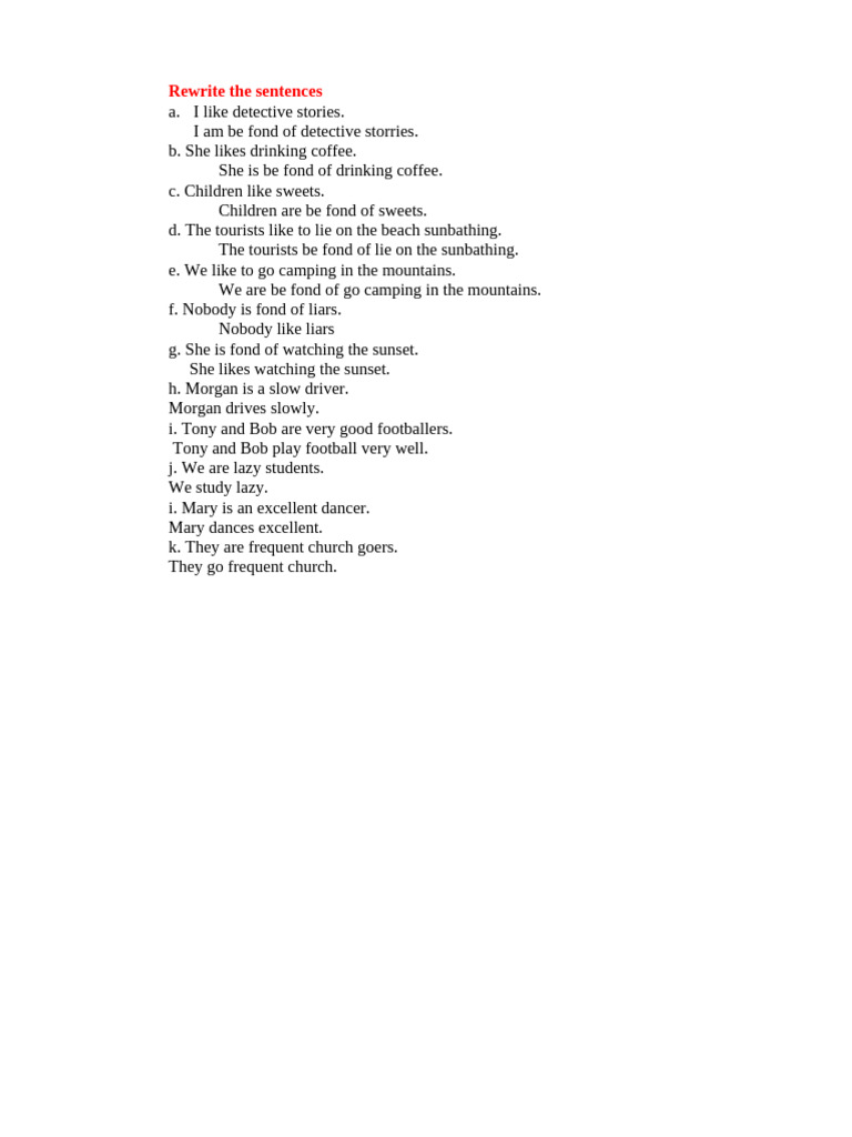 Sentence Rewriting Exercises | PDF