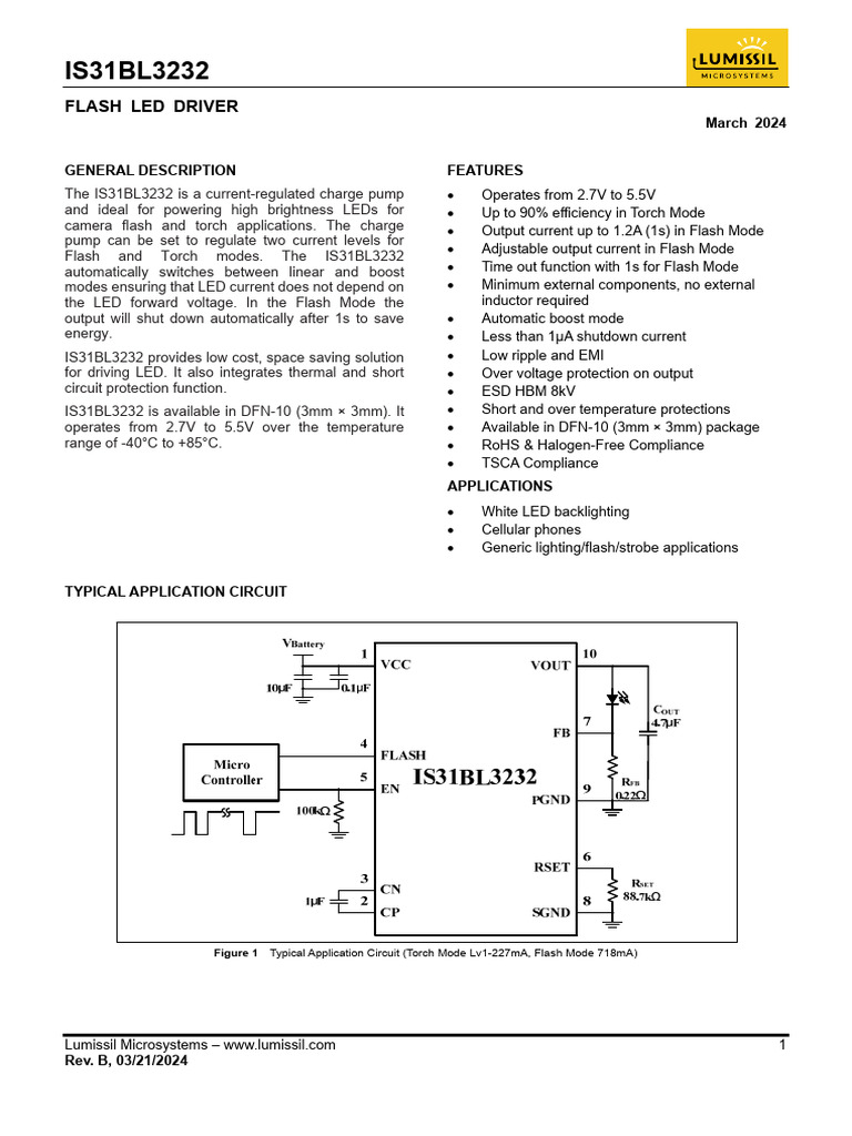 Is31bl3232 DS | PDF | Capacitor | Light Emitting Diode
