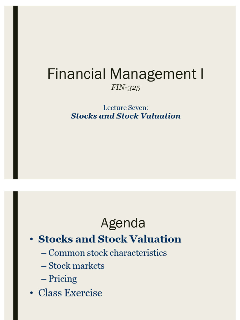 FIN 325 Week 7 | PDF | Stocks | Dividend