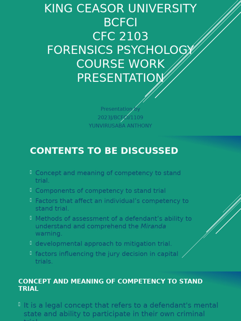 Competency to Stand Trial Overview | PDF | Competence (Law ...