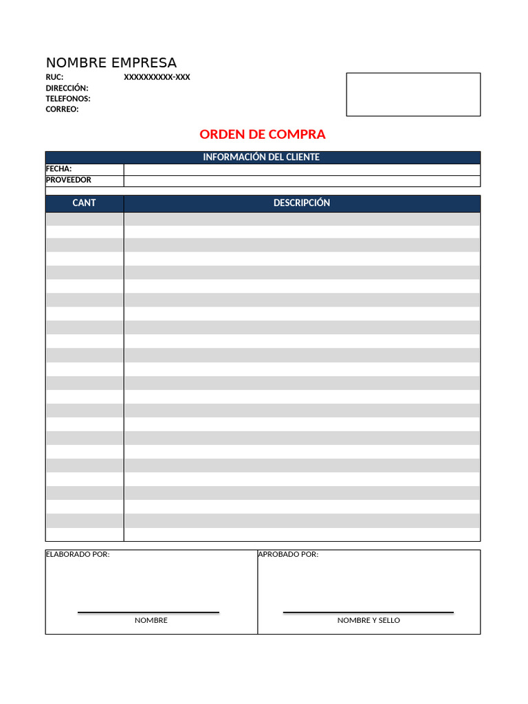 Orden de Compra y Datos del Cliente | PDF