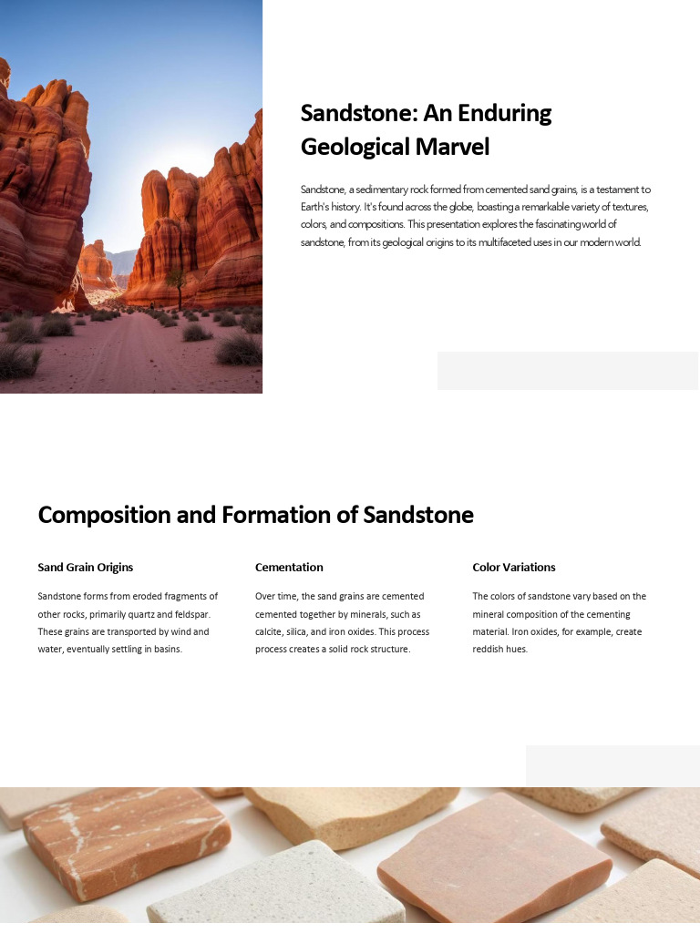 Sandstone An Enduring Geological Marvel | PDF | Sandstone | Sedimentary ...