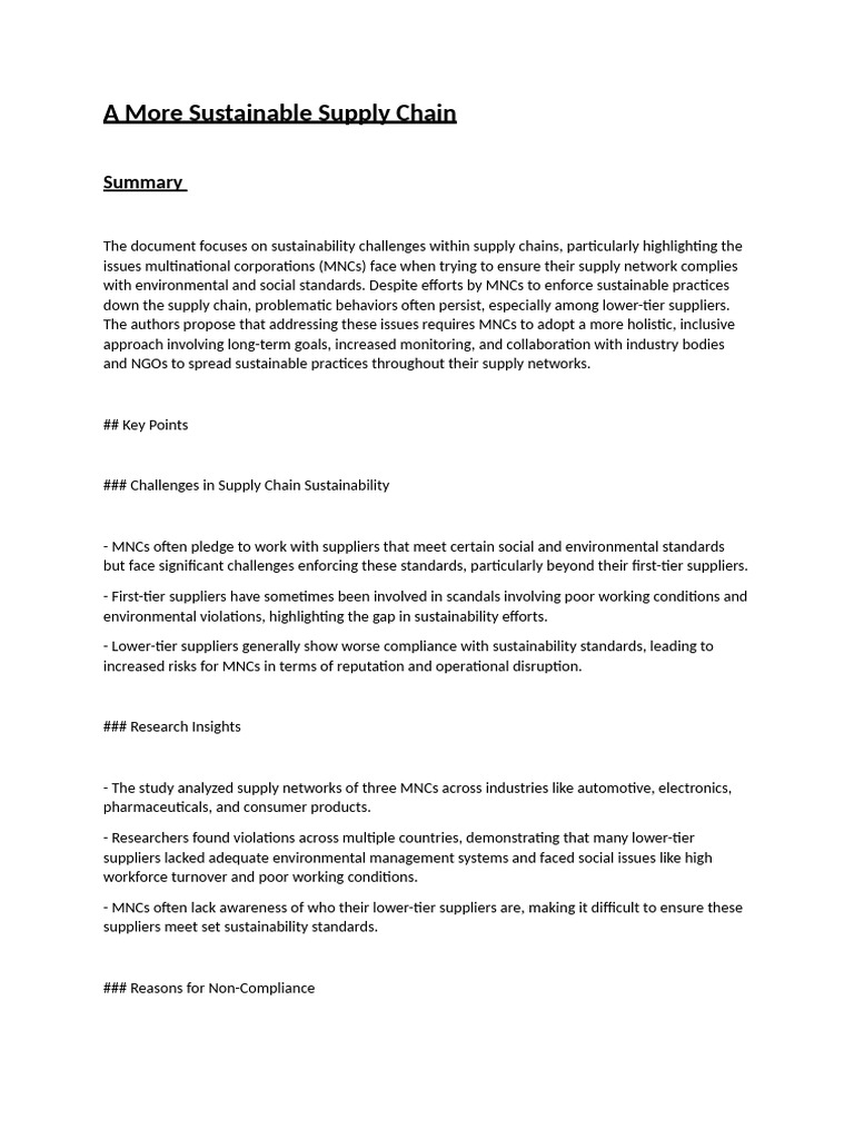 A More Sustainable Supply Chain | PDF | Supply Chain | Sustainability