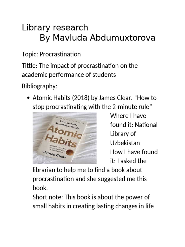 Library research | PDF | Professional Skills | Procrastination