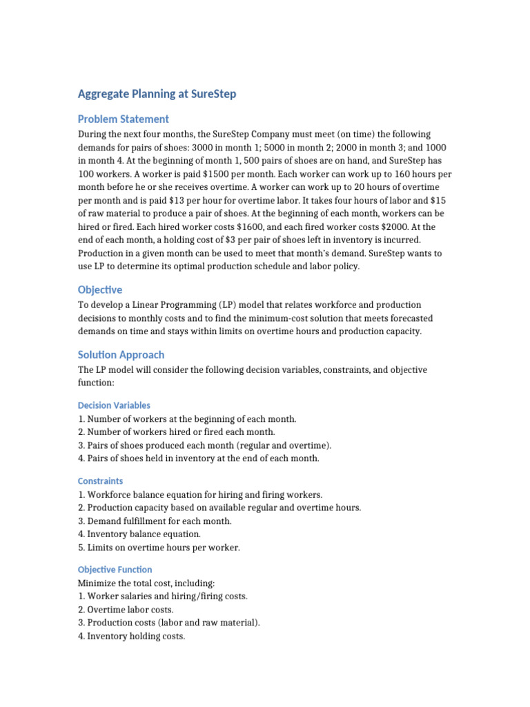 Aggregate Planning SureStep | PDF