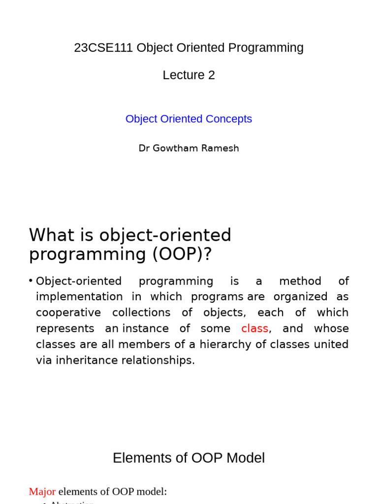 Lec 03 - OOPs Concepts | PDF | Object Oriented Programming ...