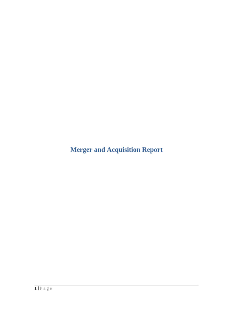Merger Acquisition Report | PDF | Mergers And Acquisitions | Equity ...