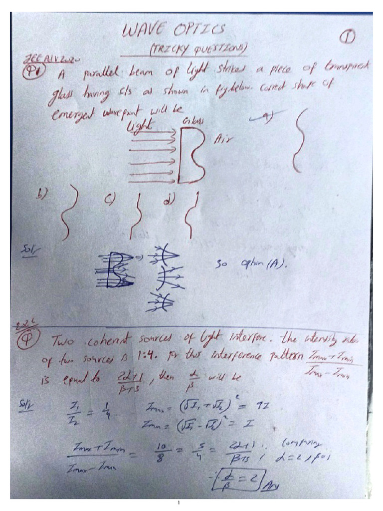 Wave Optics Tricky Questions | PDF