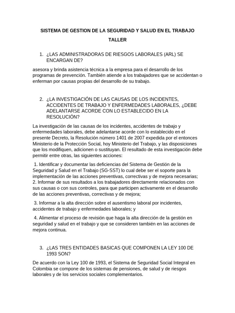 Sistema de Gestion de La Seguridad y Salud en El Trabajo | PDF | Pensión