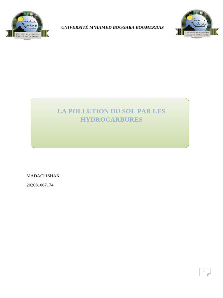 Pollution des sols par hydrocarbures | PDF | Sol (pédologie) | la pollution
