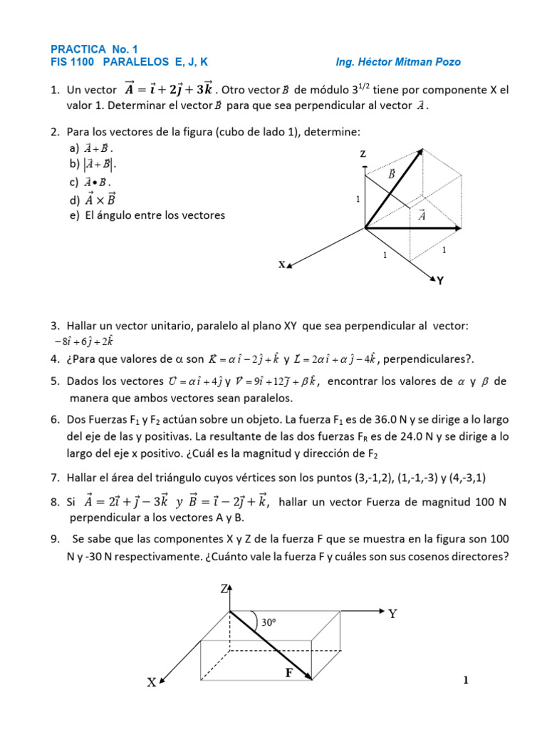 Practica de Vectores y Fuerzas | PDF | Vector Euclidiano | Esfuerzo de ...