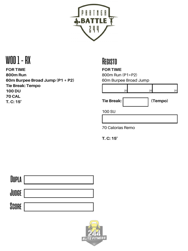 CrossFit WOD: Timed Workouts and Scores | PDF | Weight Training ...