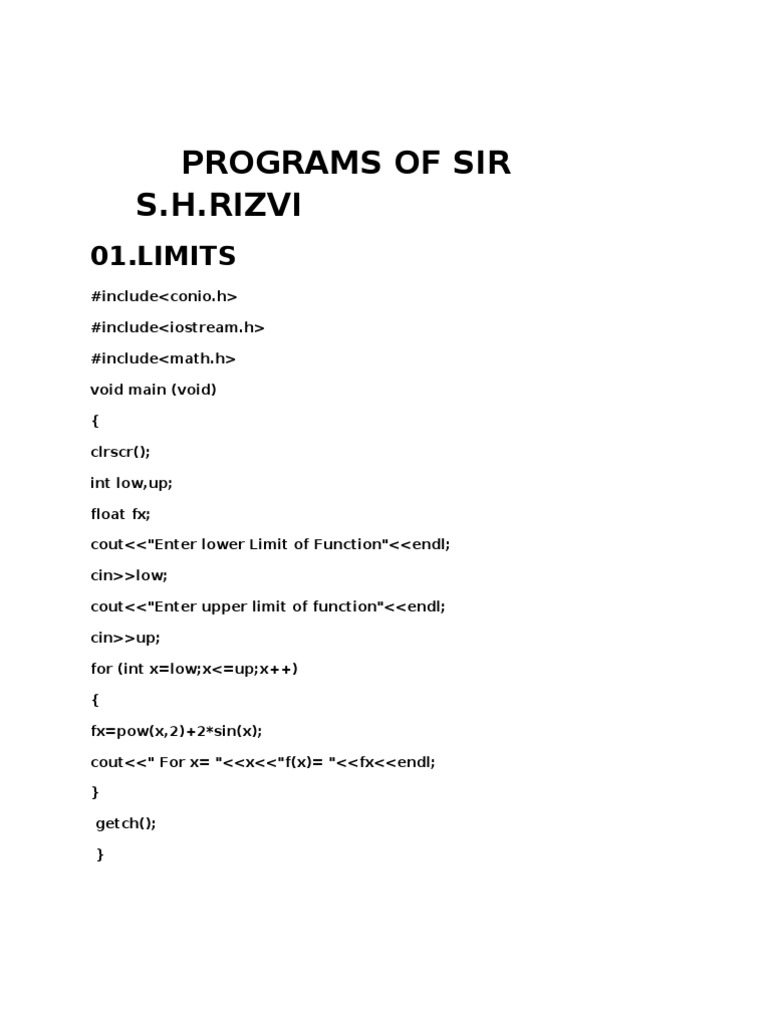 C Programs for Math Functions | PDF | Classical Mechanics ...