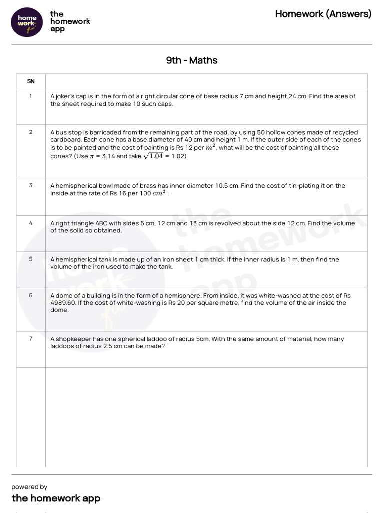 9th Grade Maths Geometry Problems | PDF | Sphere | Area