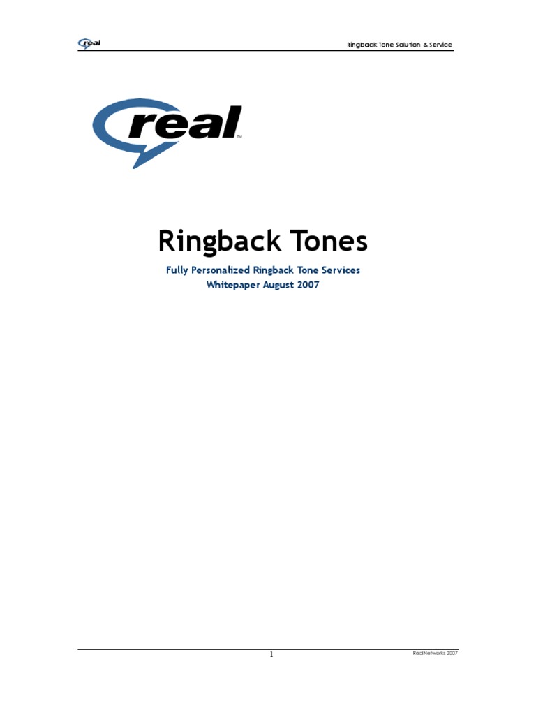 Ringback Tones Whitepaper Aug07 PDF Short Message Service