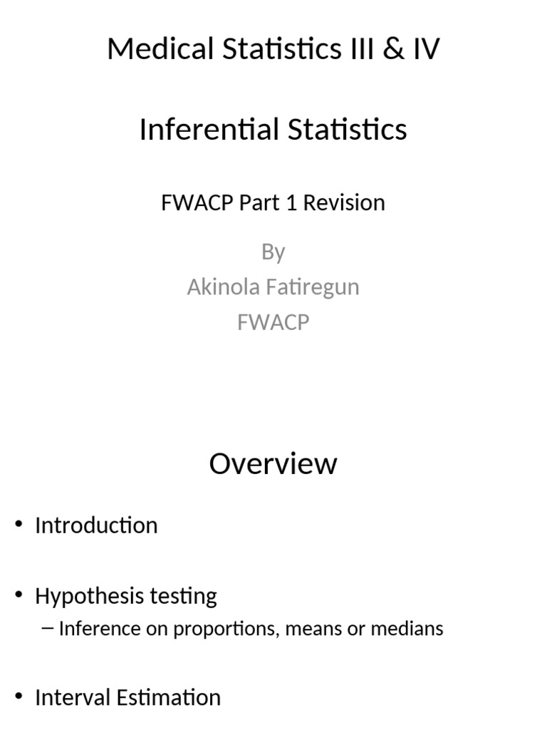 Inferential Statistics for Medical Research | PDF | Statistics ...