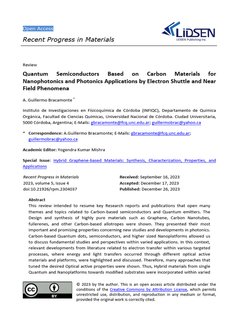 Carbon Quantum Semiconductors Review | PDF | Graphene | Nanomaterials