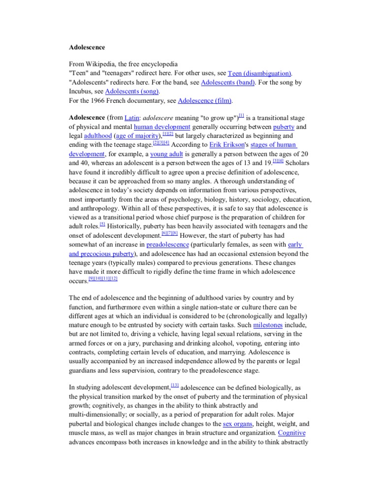 Adolescence | PDF | Cognitive Development | Adolescence