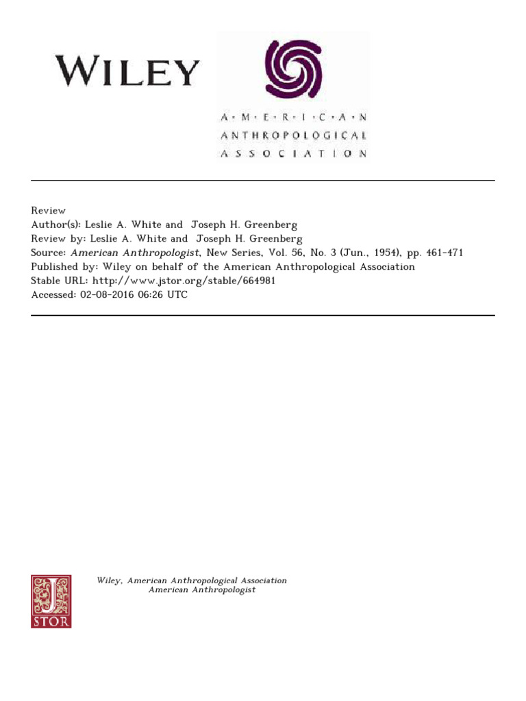 Leslie A. White and Joseph H. Greenberg | PDF | Anthropology | Abstraction