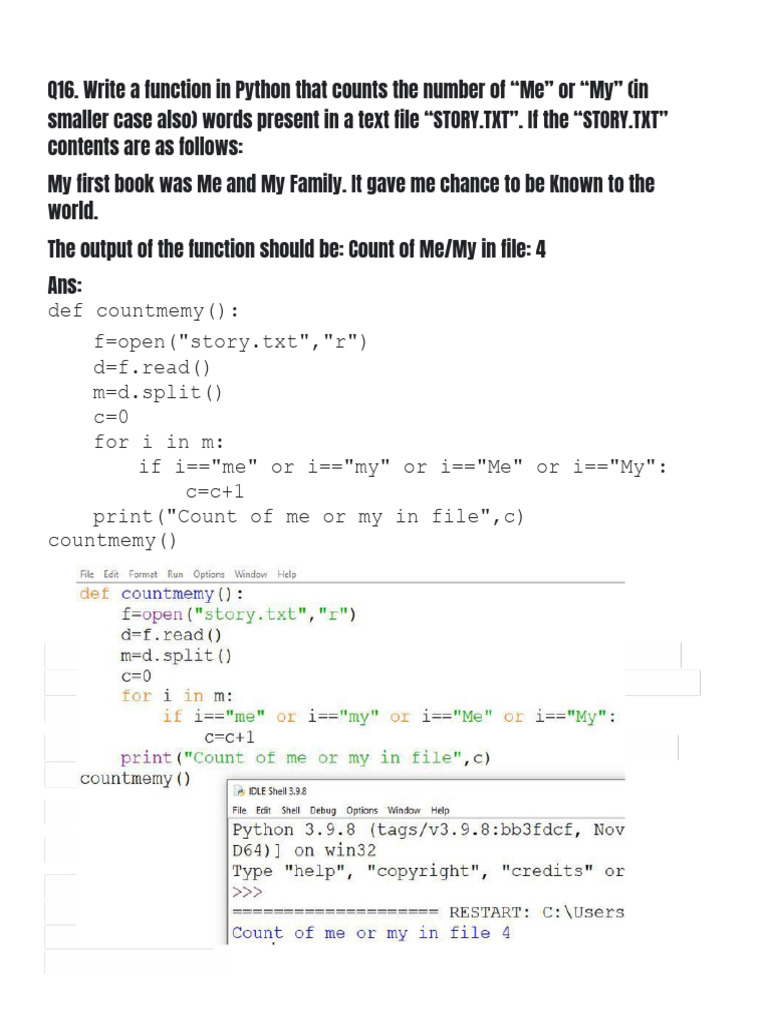 Counting Words in Python Functions | PDF | Text File | Computer Engineering