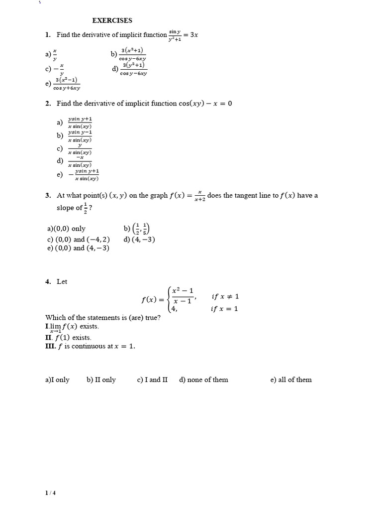 exercises | PDF | Mathematics | Mathematical Concepts