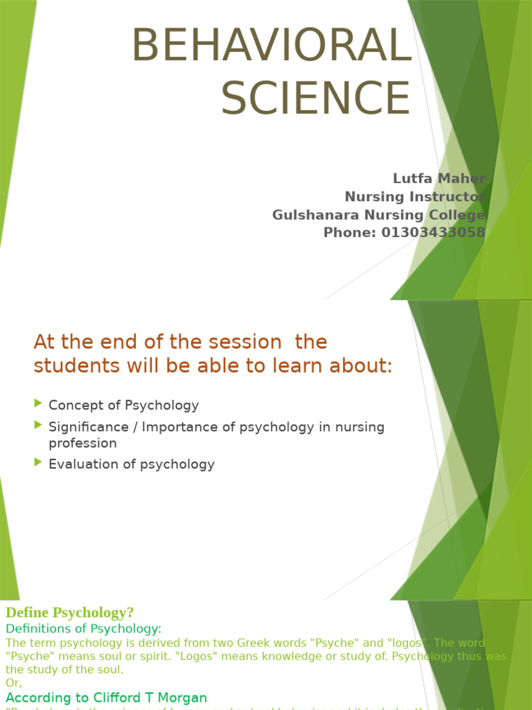 Behavioral Science Lec-1 | PDF | Psychology | Applied Psychology