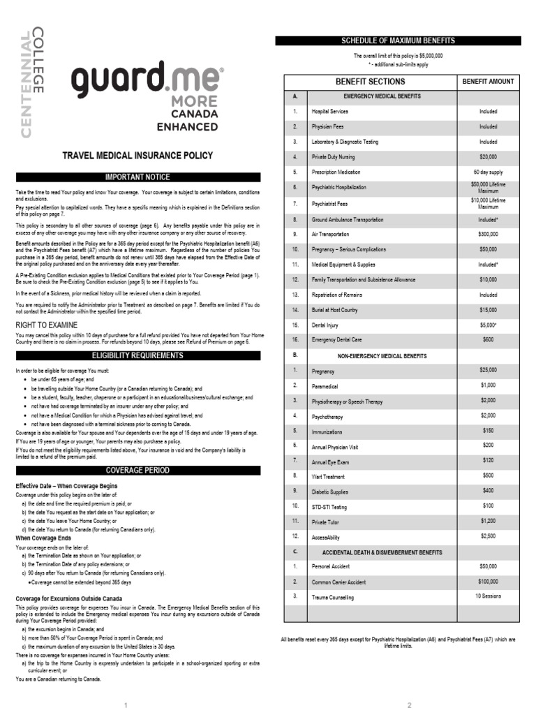 Travel Medical Insurance Overview | PDF | Mental Disorder | Psychiatry