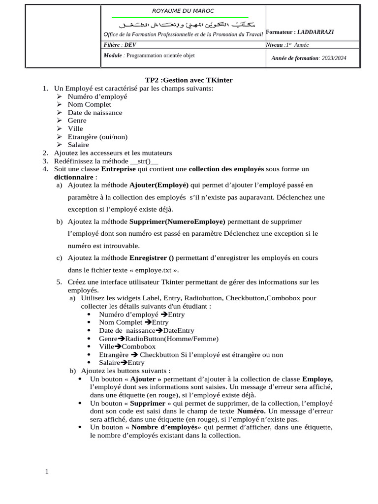 Gestion des employés avec Tkinter | PDF | Informatique | Architecture d ...