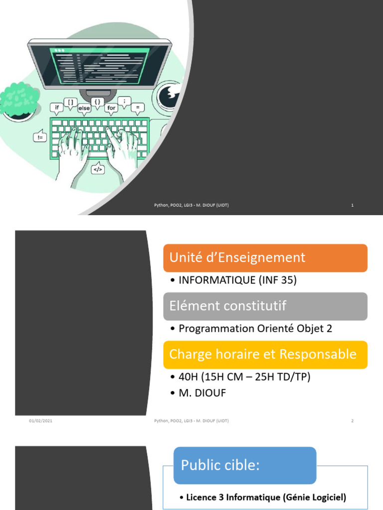 Cours de POO2 en Python - M. Diouf | PDF | Python (Langage de ...