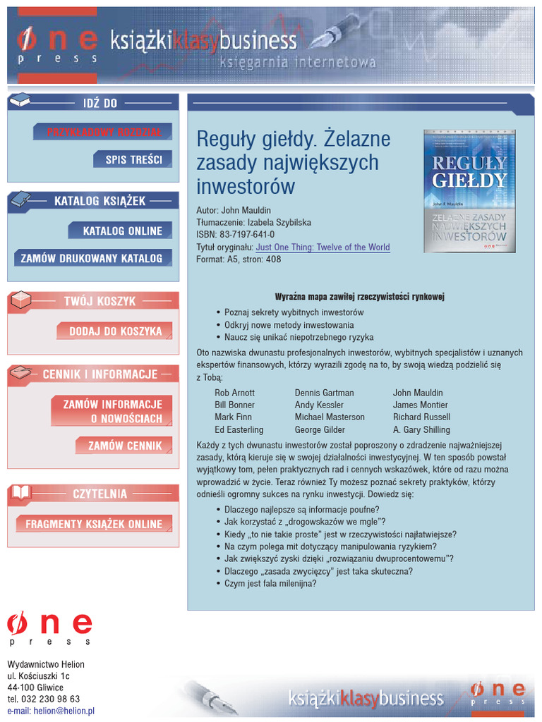 Reguly Gieldy Zelazne Zasady Najwiekszych Inwestorow Tylko1 | PDF