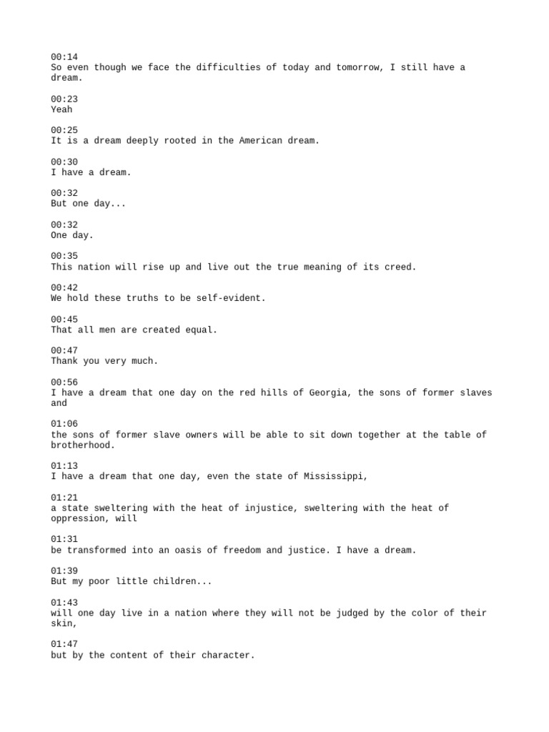 Martin Luther King Jr.'s Dream Speech | PDF