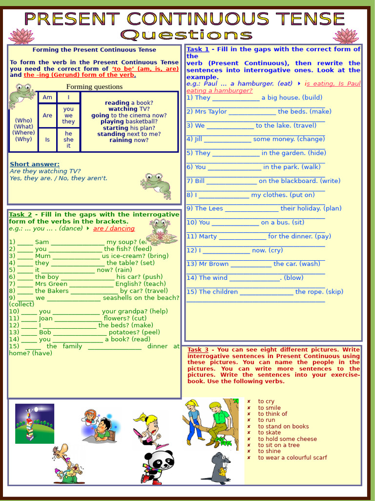 Present Continuous Questions 2 | PDF