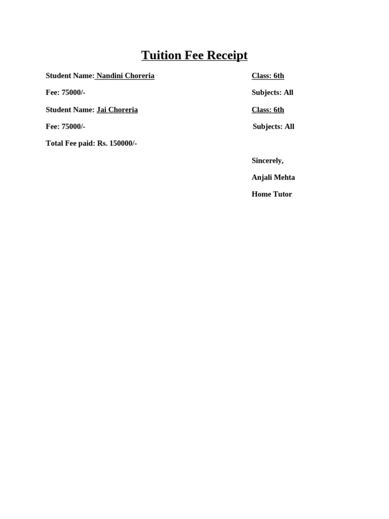 Tuition Fee Receipt | PDF