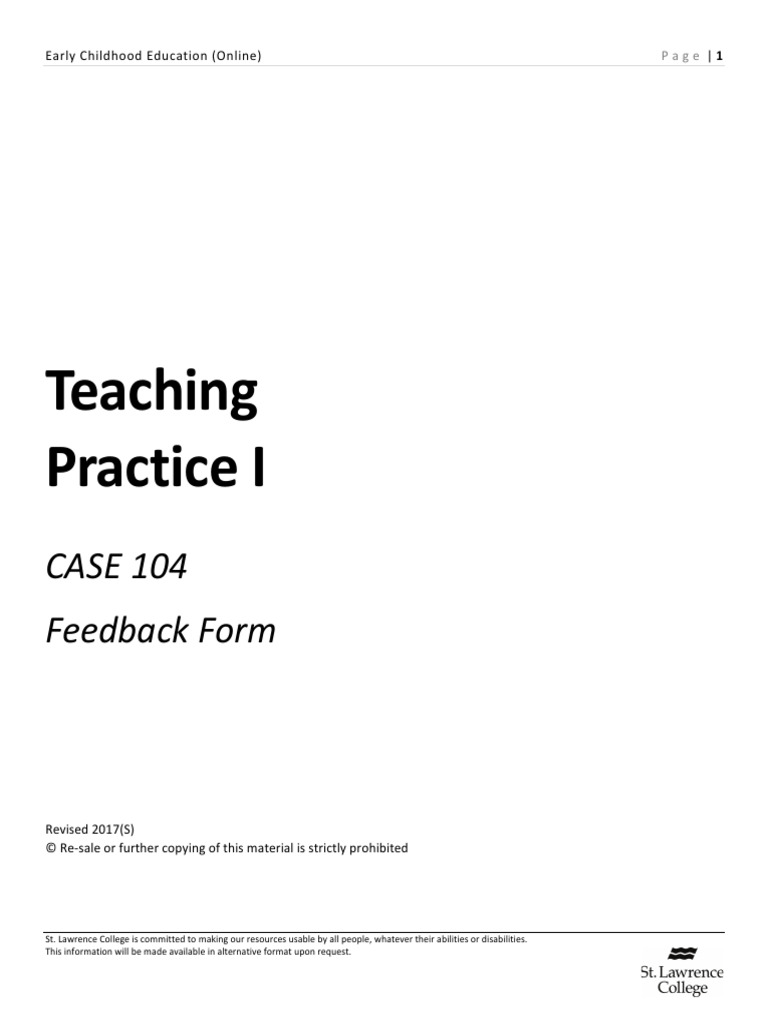 Early Childhood Education Feedback Form | PDF | Early Childhood ...