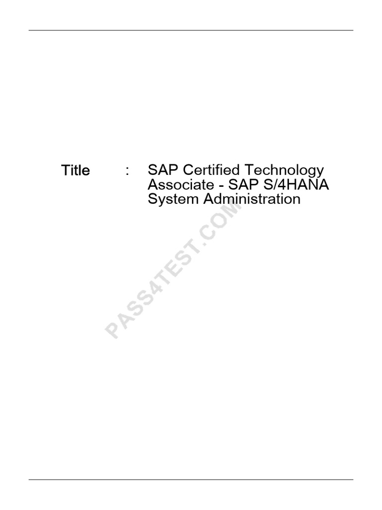 SAP S/4HANA System Admin Exam Guide | PDF | Databases | Cache (Computing)