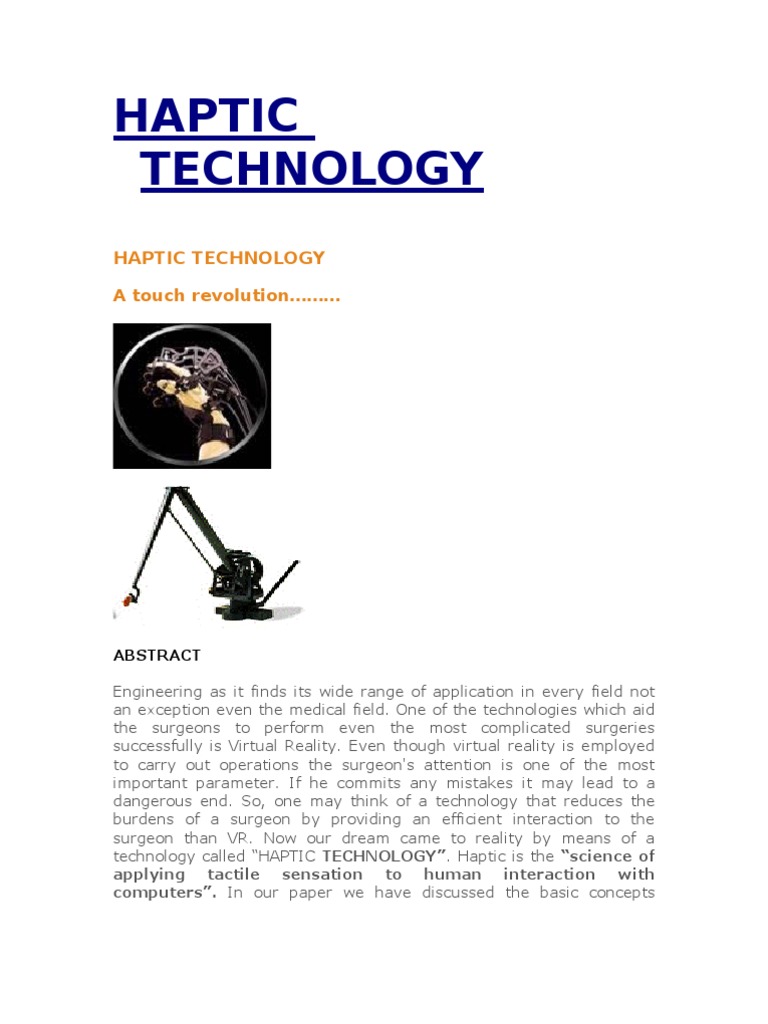 Haptic Technology | PDF | Virtual Reality | Simulation