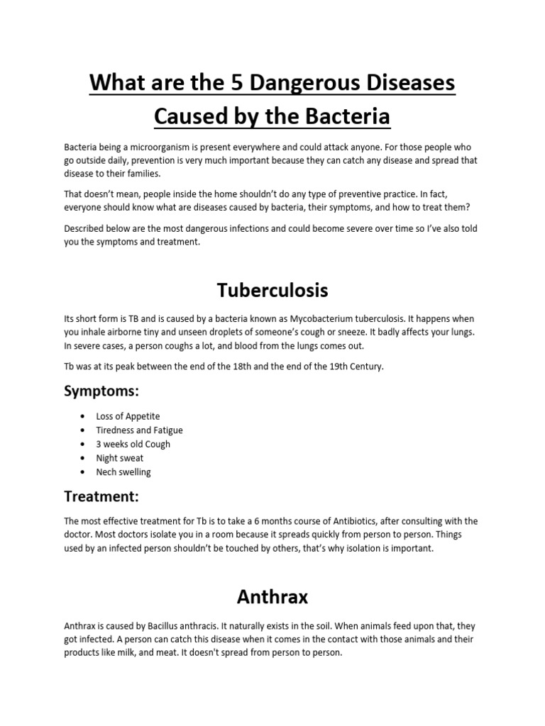 10 Dangerous Diseases Caused by Bacteria - 3 | PDF | Pneumonia ...
