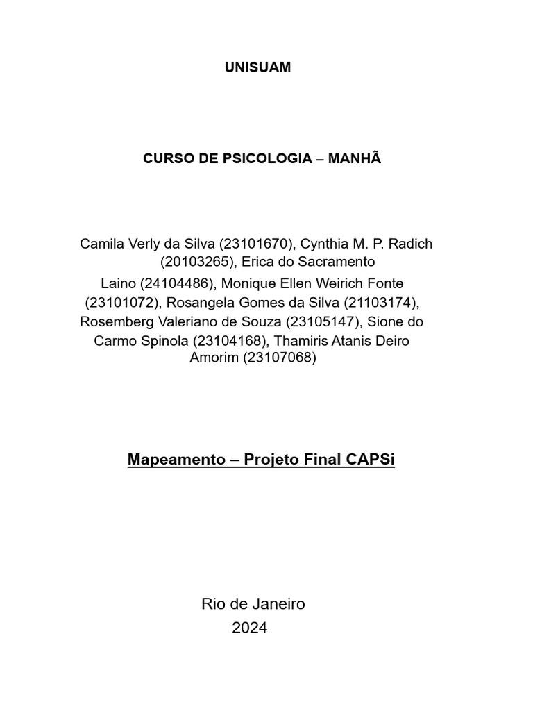 Mapeamento do CAPSi Heitor Villa Lobos | PDF