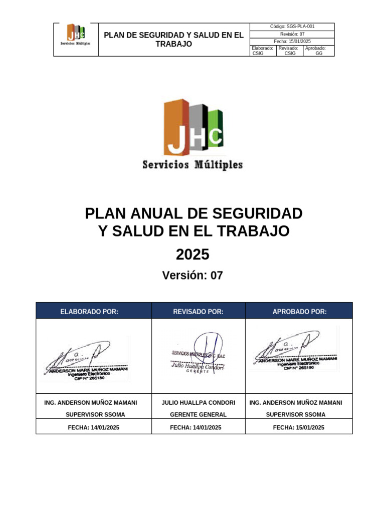 Plan Anual de Seguridad 2025 | PDF | Seguridad y salud ocupacional | La ...