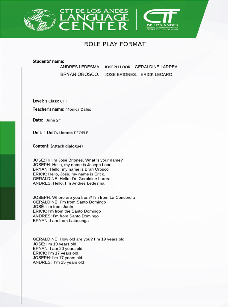 Role Play Format | PDF
