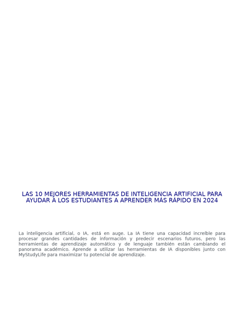Mejores herramientas de IA para estudiantes 2024 | PDF | Inteligencia ...